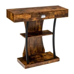 T-Förmiger Konsolentisch für kleine Räume 91 x 30 x 88 cm Rustikales Braun