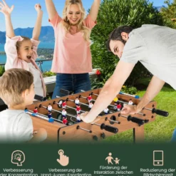 Tischkicker Platzsparender Fußballtisch mit Robustem Griff 33 x 36 x 109 cm Natur