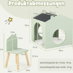 Tisch- & Stuhl-Set für Kinder Zeichentisch & 2 Stühle Grün