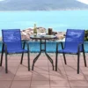 3tlg. Balkonmöbel Set Bistrotisch mit 2 Stapelbare Stühlen Bistroset Balkonset Gartenset Blau