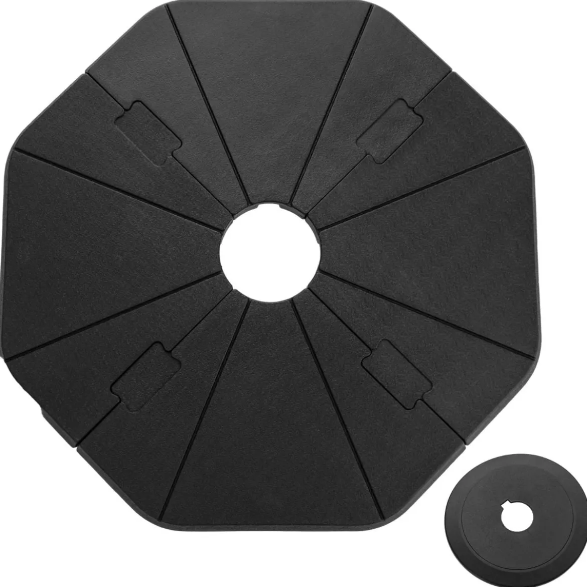 4 tlg. Befüllbarer Schirmständer Quadratische Grundplatten mit 94 kg Tragkraft Schwarz