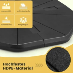 4 tlg. Befüllbarer Schirmständer Quadratische Grundplatten mit 94 kg Tragkraft Schwarz