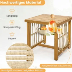 3tlg. Gartenmöbel Akazienholz Set inkl. 2 Holzsessel und 1 Beistelltisch