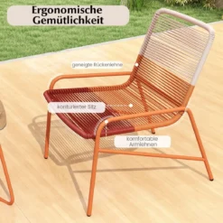 3 TLG. Gartenmöbel Set Rattan Balkonmöbel mit 2 Stühlen & Tisch Garten Sitzgruppe Gartengarnitur