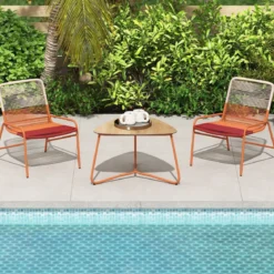 3 TLG. Gartenmöbel Set Rattan Balkonmöbel mit 2 Stühlen & Tisch Garten Sitzgruppe Gartengarnitur
