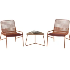 3 TLG. Gartenmöbel Set Rattan Balkonmöbel mit 2 Stühlen & Tisch Garten Sitzgruppe Gartengarnitur
