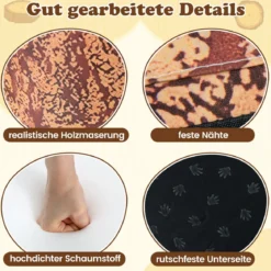 3 tlg. Kinder Baumstumpf Hocker Set mit Holzmuster & Unterschiedliche Höhen Bodenkissen Braun