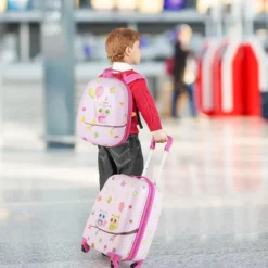 2tlg Kinderkoffer + Rucksack aus Kunststoff Kindertrolley 12