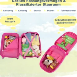 2tlg Kinderkoffer + Rucksack aus Kunststoff Kindertrolley 12