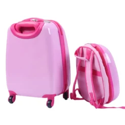 2 tlg Kinderkoffer + Rucksack Kofferset Reisegepäck Rosa