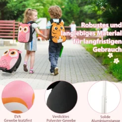 2 TLG Kinderkoffer & Rucksack mit Rollen & 3 stufigem Teleskopgriff 12”+16” Kindertrolley Eule