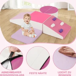 6 TLG. Kinder Schamstoff Bausteine mit Kletterfelsen zum Klettern & Krabbeln mit Klettverschlüsse