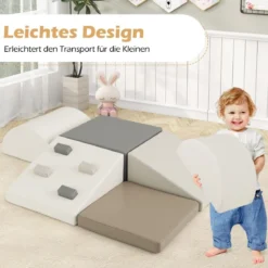 6 TLG. Kinder Schamstoff Bausteine mit Kletterfelsen zum Klettern & Krabbeln mit Klettverschlüsse