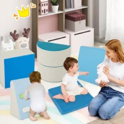 6 TLG. Kinder Schamstoff Bausteine mit Kletterfelsen zum Klettern & Krabbeln mit Klettverschlüsse