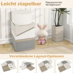 6 TLG. Kinder Schamstoff Bausteine mit Kletterfelsen zum Klettern & Krabbeln mit Klettverschlüsse