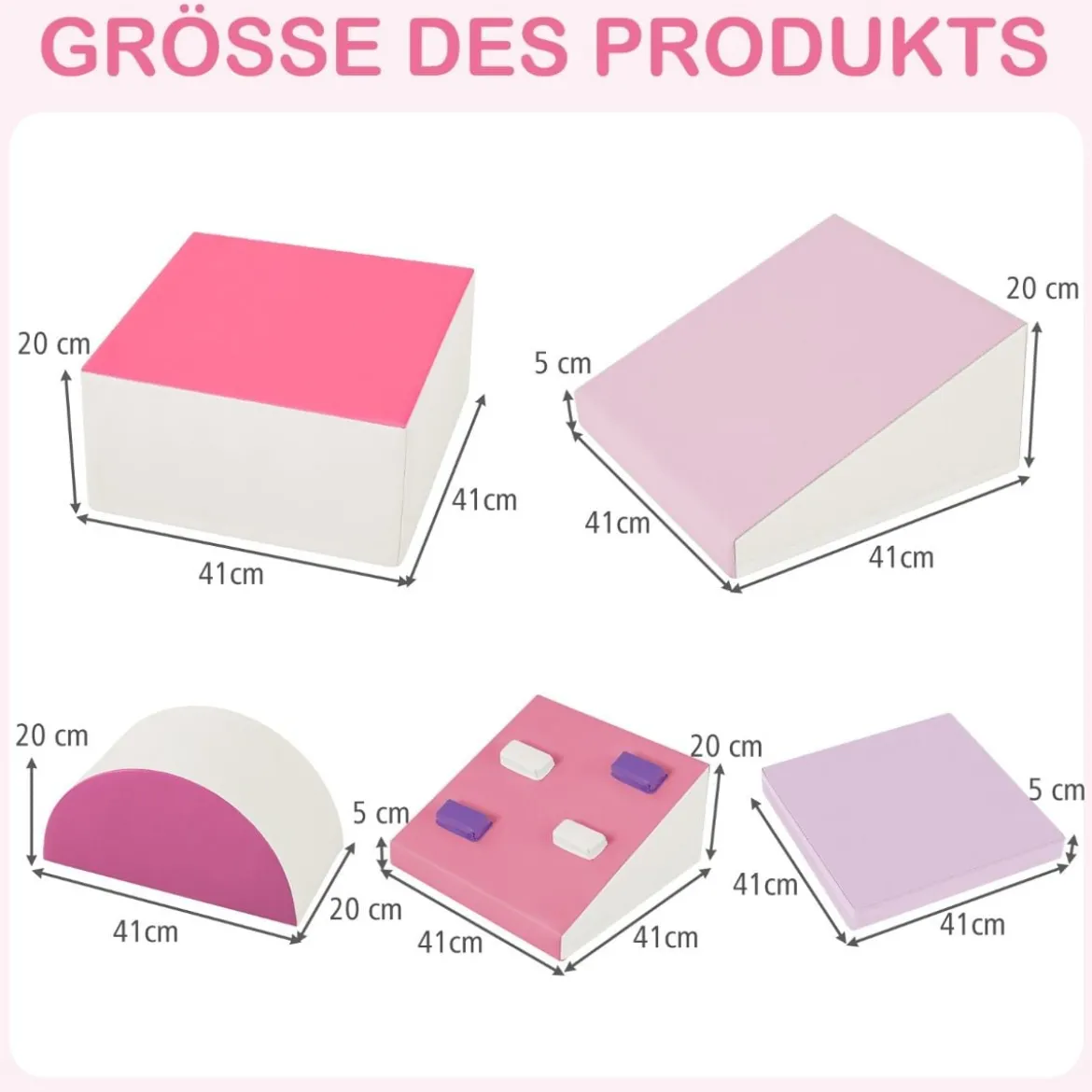 6 TLG. Kinder Schamstoff Bausteine mit Kletterfelsen zum Klettern & Krabbeln mit Klettverschlüsse