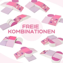 6 TLG. Kinder Schamstoff Bausteine mit Kletterfelsen zum Klettern & Krabbeln mit Klettverschlüsse