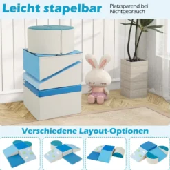 6 TLG. Kinder Schamstoff Bausteine mit Kletterfelsen zum Klettern & Krabbeln mit Klettverschlüsse