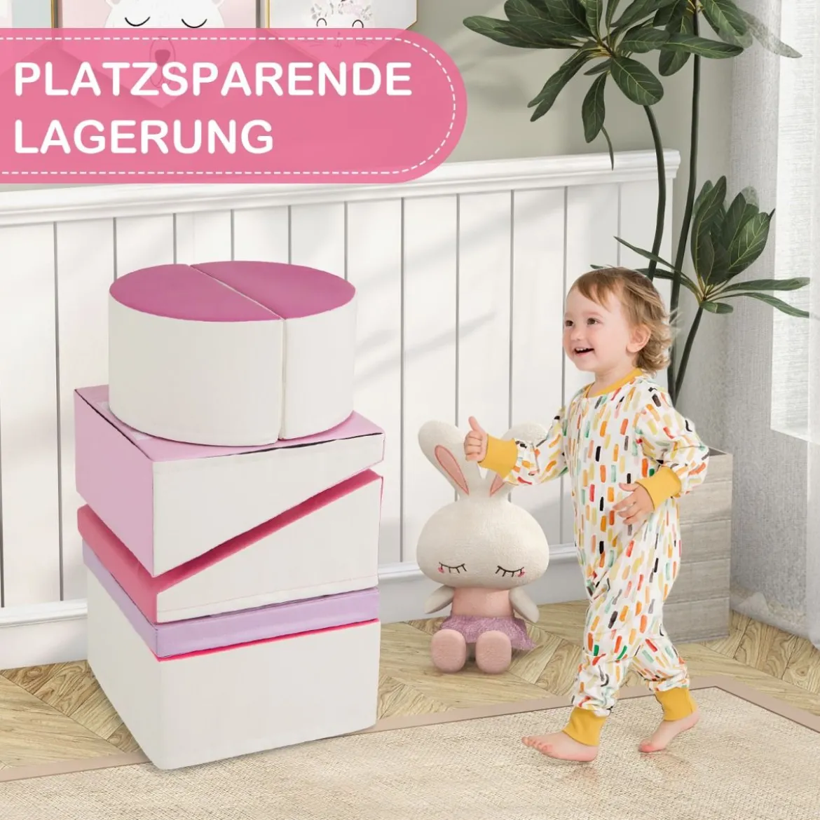 6 TLG. Kinder Schamstoff Bausteine mit Kletterfelsen zum Klettern & Krabbeln mit Klettverschlüsse