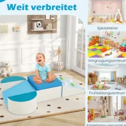 6 TLG. Kinder Schamstoff Bausteine mit Kletterfelsen zum Klettern & Krabbeln mit Klettverschlüsse