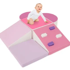 6 TLG. Kinder Schamstoff Bausteine mit Kletterfelsen zum Klettern & Krabbeln mit Klettverschlüsse