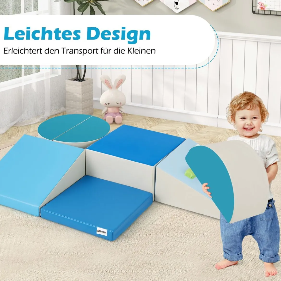 6 TLG. Kinder Schamstoff Bausteine mit Kletterfelsen zum Klettern & Krabbeln mit Klettverschlüsse