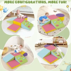 6 TLG. Kinder Schamstoff Bausteine mit Kletterfelsen zum Klettern & Krabbeln mit Klettverschlüsse