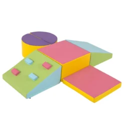 6 TLG. Kinder Schamstoff Bausteine mit Kletterfelsen zum Klettern & Krabbeln Softbausteine