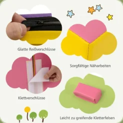 6 TLG. Kinder Schamstoff Bausteine mit Kletterfelsen zum Klettern & Krabbeln Softbausteine