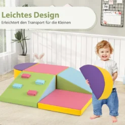 6 TLG. Kinder Schamstoff Bausteine mit Kletterfelsen zum Klettern & Krabbeln Softbausteine