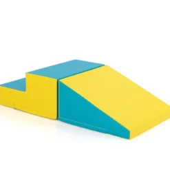 2 TLG. Kinder Schaumstoff Bausteine zum Toben und Klettern Softbausteine Gelb + Grün mit Klettverschlüsse
