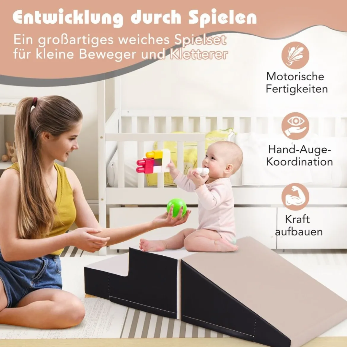 2 TLG. Kinder Schaumstoff Bausteine zum Toben & Klettern Softbausteine Riesenbausteine mit Klettverschlüsse