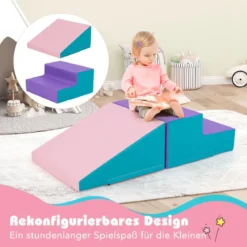 2 TLG. Kinder Schaumstoff Bausteine zum Toben & Klettern Softbausteine Riesenbausteine mit Klettverschlüsse