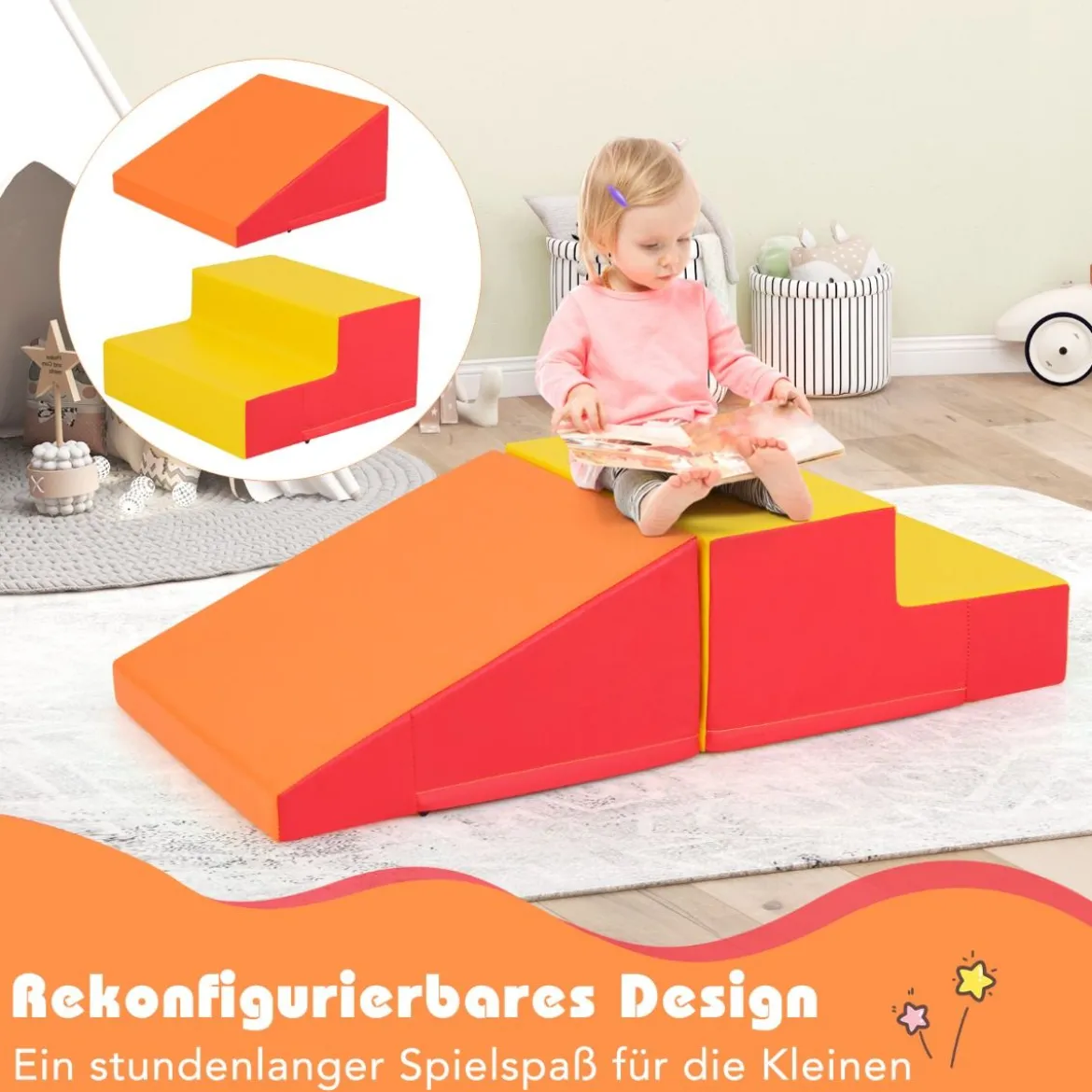 2 TLG. Kinder Schaumstoff Bausteine zum Toben & Klettern Softbausteine Riesenbausteine mit Klettverschlüsse