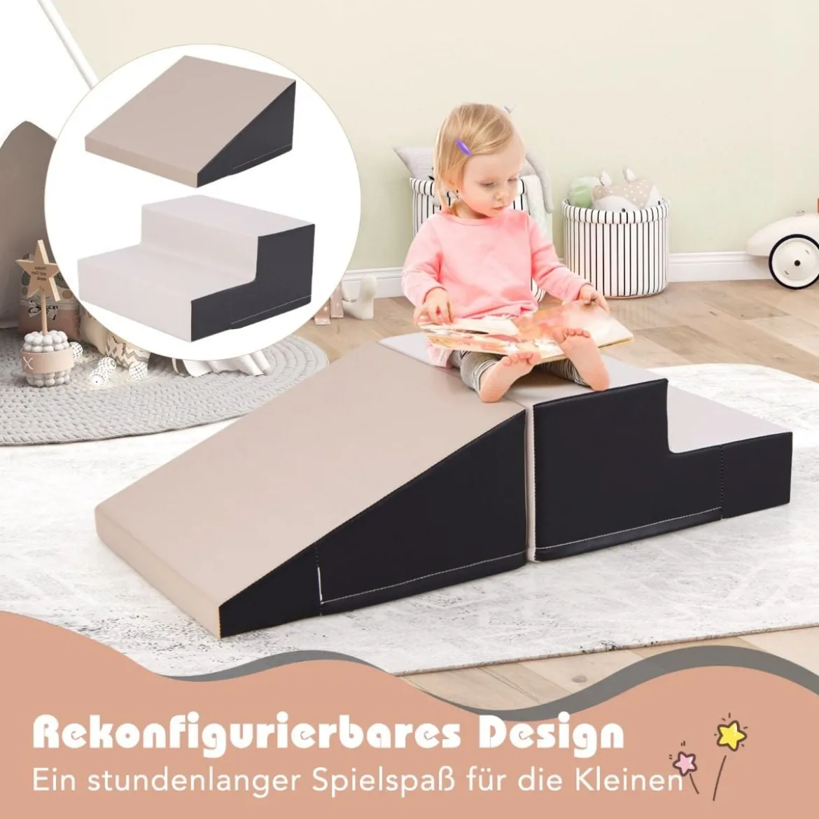 2 TLG. Kinder Schaumstoff Bausteine zum Toben & Klettern Softbausteine Riesenbausteine mit Klettverschlüsse