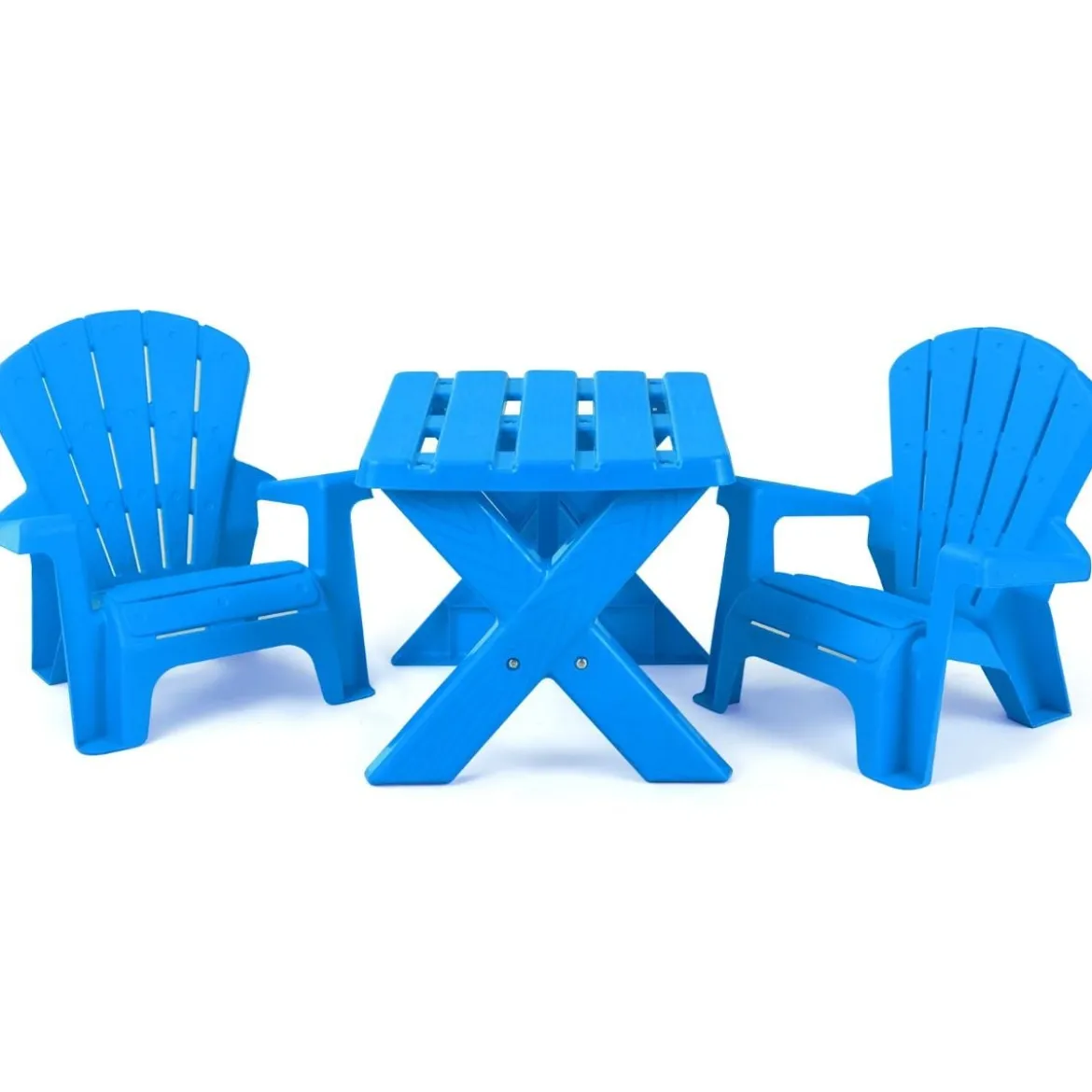 3 TLG. Kindersitzgruppe aus Kunststoff Kindertisch mit 2 Adirondack-Stühlen Blau
