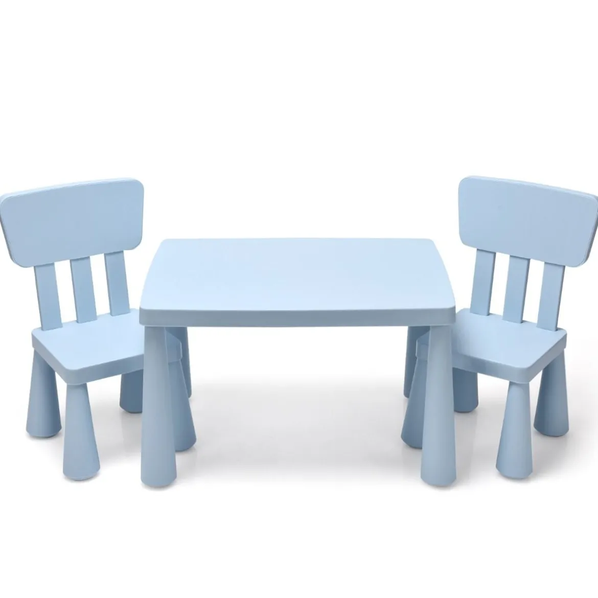 3 TLG. Kindersitzgruppe Kindertisch mit 2 Stühlen Kindermöbel aus Kunststoff Blau