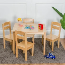 5 tlg. Kindersitzgruppe Kindertischgruppe Kindertisch mit 4 Stühlen Kiefer Natur