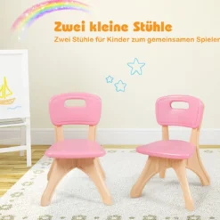 3tlg. Kindersitzgruppe Sitzgruppe Kindertisch&2 Kinderstühlen Aufbewahrungsboxen Rosa