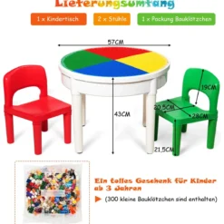 3tlg. Kinder Tischset Kindersitzgruppe Spieltischset mit Staufach Mehrfarbig