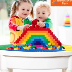 3tlg. Kinder Tischset Kindersitzgruppe Spieltischset mit Staufach Mehrfarbig