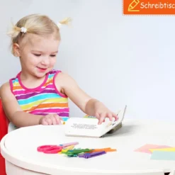 3tlg. Kinder Tischset Kindersitzgruppe Spieltischset mit Staufach Mehrfarbig