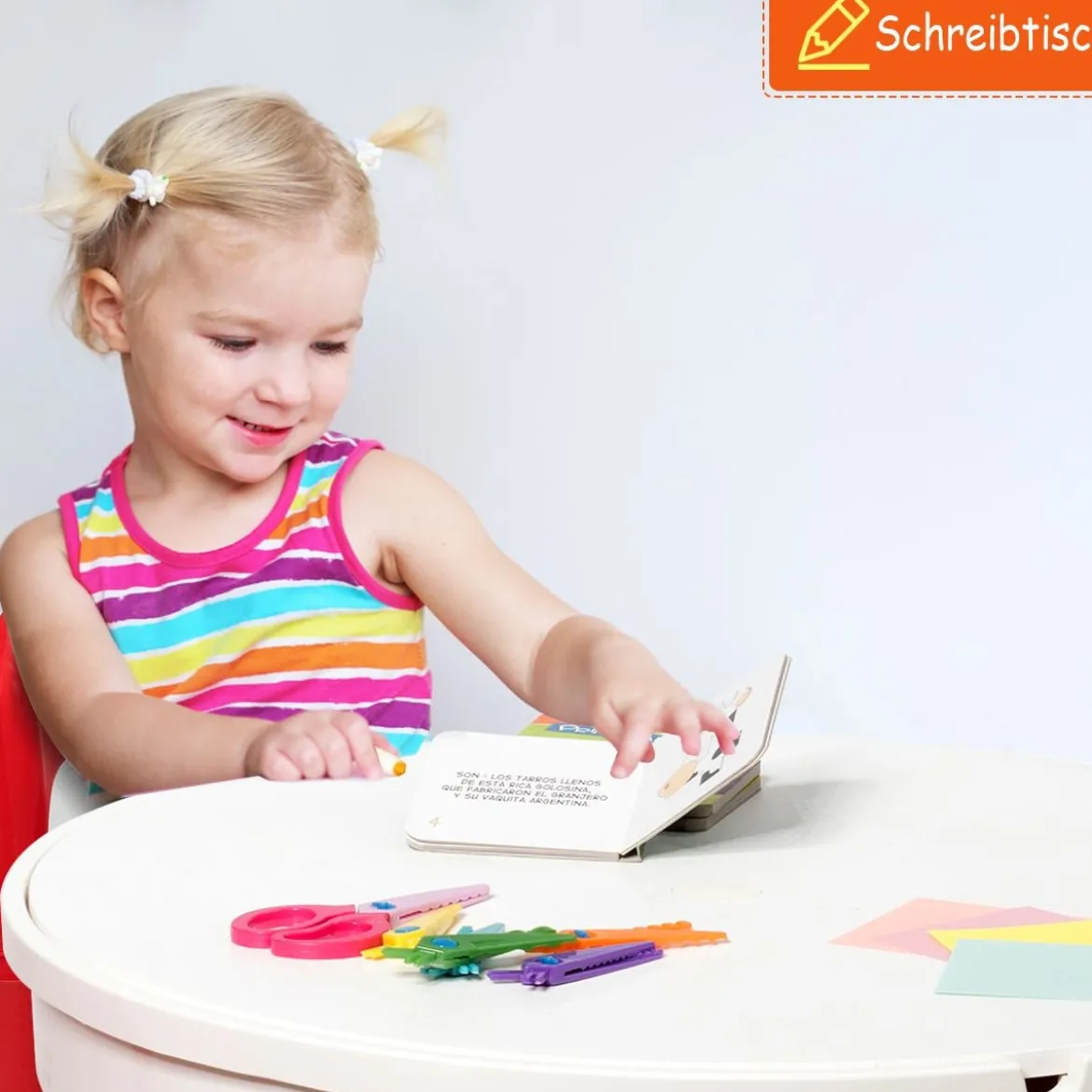 3tlg. Kinder Tischset Kindersitzgruppe Spieltischset mit Staufach Mehrfarbig