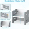 3 TLG. Kinder Tisch- & Stuhlset mit 2 Hockern & Aktivitätentisch Abgerundete Ecken Design Grau