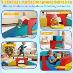 7 tlg. Kletterblock-Set aus Schaumstoff Weiches Spiel-Gym aus PU-Leder Kletterstruktur Mehrfarbig