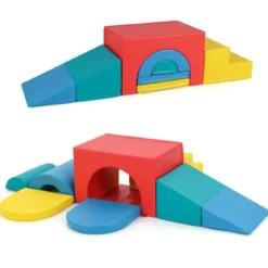 7 tlg. Kletterblock-Set aus Schaumstoff Weiches Spiel-Gym aus PU-Leder Kletterstruktur Mehrfarbig