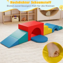 7 tlg. Kletterblock-Set aus Schaumstoff Weiches Spiel-Gym aus PU-Leder Kletterstruktur Mehrfarbig