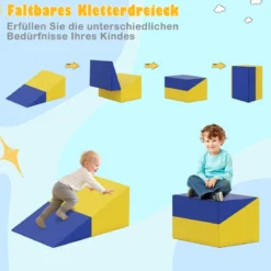 7 tlg. Kletterblock-Set aus Schaumstoff Weiches Spiel-Gym aus PU-Leder Kletterstruktur Bunt