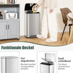 2 tlg. Mülleimer-Set 40L & 6L Setz-Abfalleimer-Kombination mitAufklapp- & Soft-Close-Deckel
