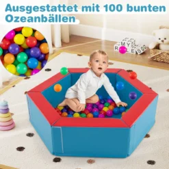 3 TLG. Schaumstoff Bausteine mit Bällebad & 100 Ozeanbällen Softbausteine Kletterblöcke